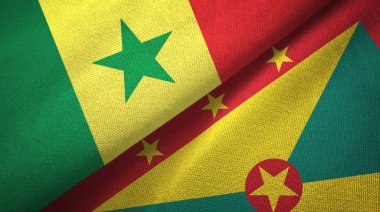 Senegal ve Grenada iki bayrak tekstil kumaş, kumaş doku