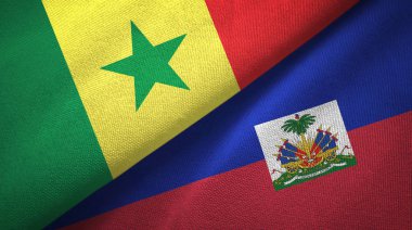 Senegal ve Haiti iki bayraklar tekstil kumaş, kumaş doku