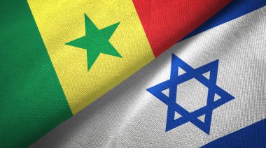 Senegal ve İsrail iki bayrak tekstil kumaş, kumaş doku