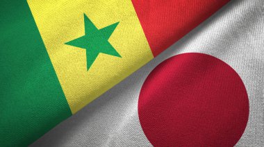 Senegal ve Japonya iki bayraklar tekstil kumaş, kumaş doku