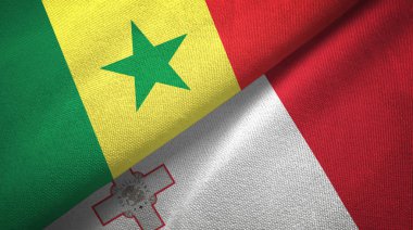 Senegal ve Malta iki bayraklar tekstil kumaş, kumaş doku