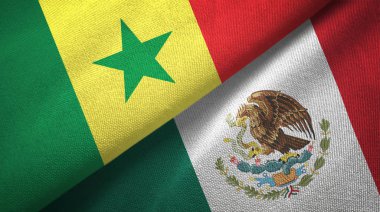Senegal ve Meksika iki bayraklar tekstil kumaş, kumaş doku