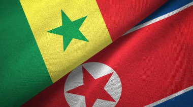 Senegal ve Kuzey Kore iki bayraktekstil kumaş, kumaş doku