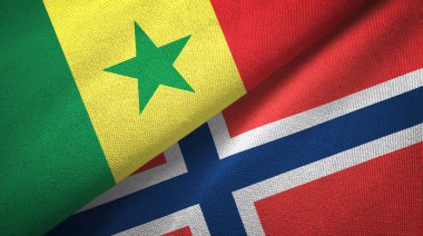 Senegal ve Norveç iki bayrak tekstil kumaş, kumaş doku