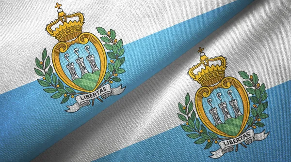 San Marino dos banderas tela textil, textura de la tela — Foto de Stock