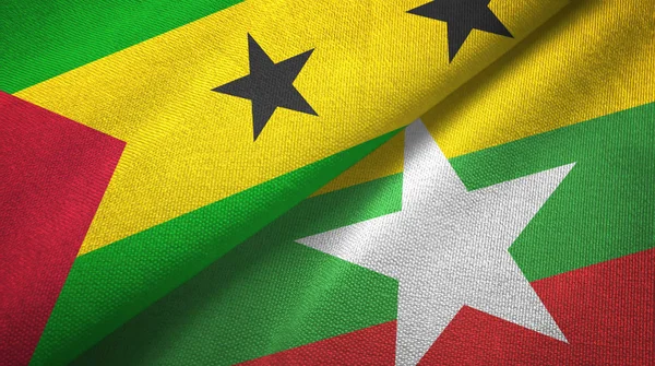 Sao Tome e Principe e Myanmar due bandiere — Foto Stock