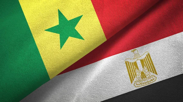Senegal ve Mısır iki bayrak tekstil bezi