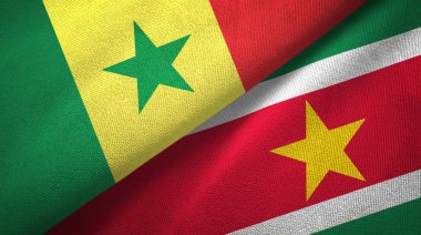 Senegal ve Surinam iki bayrak tekstil kumaş, kumaş doku
