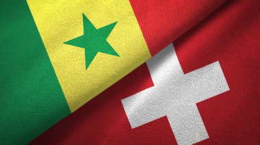 Senegal ve İsviçre iki bayraklar tekstil kumaş, kumaş doku
