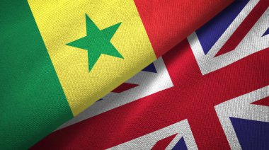 Senegal ve İngiltere iki bayraklar tekstil kumaş, kumaş doku