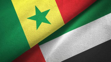 Senegal ve Birleşik Arap Emirlikleri iki bayrak tekstil kumaş, kumaş doku