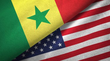 Senegal ve Amerika Birleşik Devletleri iki bayraklar tekstil kumaş, kumaş doku