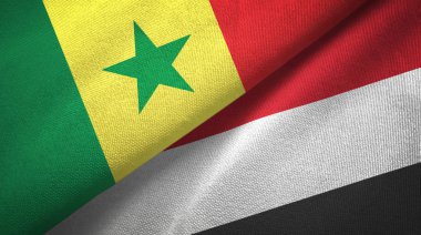Senegal ve Yemen iki bayrak tekstil kumaş, kumaş doku