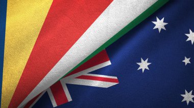 Seyşeller ve Avustralya iki bayraklar tekstil kumaş, kumaş doku 