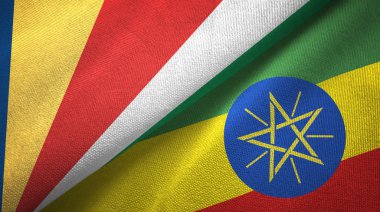 Seyşeller ve Etiyopya iki bayraklar tekstil kumaş, kumaş doku