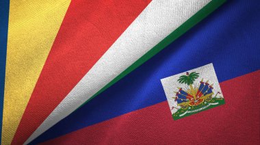 Seyşeller ve Haiti iki bayraklar tekstil kumaş, kumaş doku