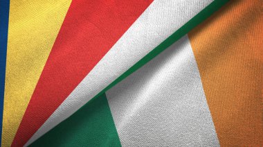 Seyşeller ve İrlanda iki bayraklar tekstil kumaş, kumaş doku