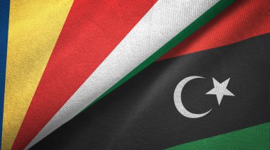 Seyşeller ve Libya iki bayraklar tekstil kumaş, kumaş doku