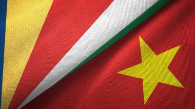 Seyşeller ve Vietnam iki bayraklar tekstil kumaş, kumaş doku