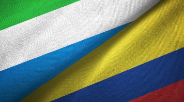 Sierra Leone ve Kolombiya iki bayraklar tekstil kumaş, kumaş doku