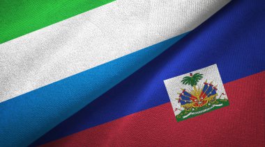 Sierra Leone ve Haiti iki bayraklar tekstil kumaş, kumaş doku