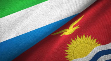 Sierra Leone ve Kiribati iki bayraklar tekstil kumaş, kumaş doku