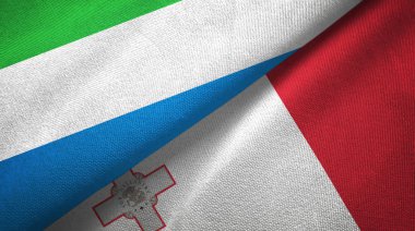 Sierra Leone ve Malta iki bayraklar tekstil kumaş, kumaş doku