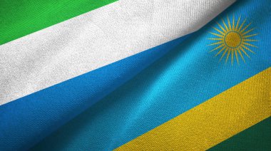 Sierra Leone ve Ruanda iki bayrak tekstil kumaş, kumaş doku