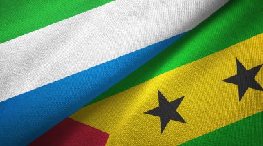 Sierra Leone ve Sao Tome ve Principe iki bayraklar tekstil kumaş, kumaş doku