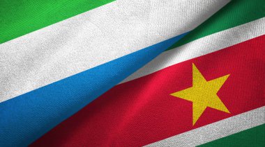 Sierra Leone ve Surinam iki bayrak tekstil kumaş, kumaş doku