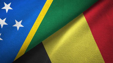 Solomon Adası ve Belçika iki bayraktekstil kumaş, kumaş doku 