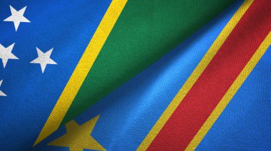 Solomon Adası ve Kongo Demokratik Cumhuriyeti iki bayrak tekstil bez