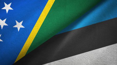 Solomon Adası ve Estonya iki bayraklar tekstil kumaş, kumaş doku