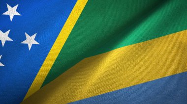 Solomon Adası ve Gabon iki bayraktekstil kumaş, kumaş doku
