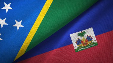 Solomon Adası ve Haiti iki bayraklar tekstil kumaş, kumaş doku