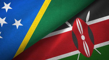 Solomon Adası ve Kenya iki bayraktekstil kumaş, kumaş doku