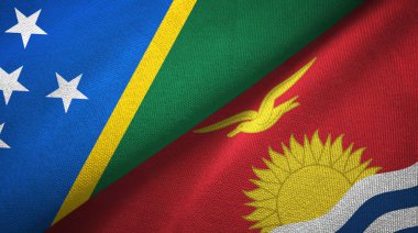 Solomon Adası ve Kiribati iki bayraktekstil kumaş, kumaş doku