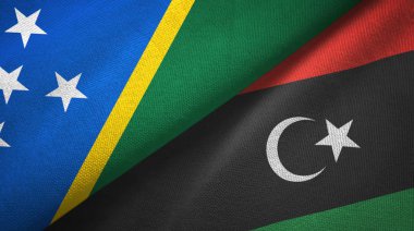 Solomon Adası ve Libya iki bayraktekstil kumaş, kumaş doku