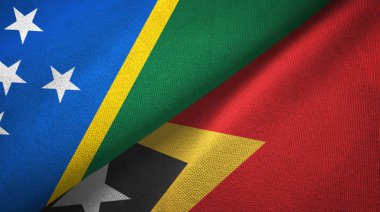 Solomon Adası ve Timor-Leste Doğu Timor iki bayraklı tekstil bezi