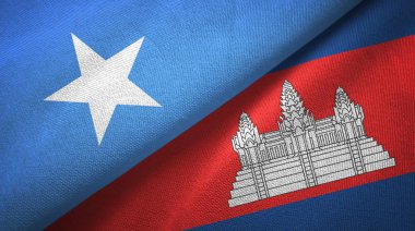 Somali ve Kamboçya iki bayrak tekstil kumaş, kumaş doku 