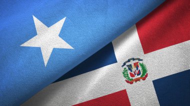 Somali ve Dominik Cumhuriyeti iki bayrak tekstil kumaş, kumaş doku