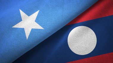 Somali ve Laos iki bayrak tekstil bezi.