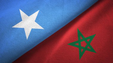 Somali ve Fas iki bayraklar tekstil kumaş, kumaş doku