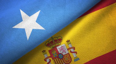 Somali ve İspanya iki bayrak tekstil kumaş, kumaş doku