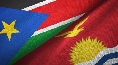 Güney Sudan ve Kiribati iki bayraklar tekstil kumaş, kumaş doku