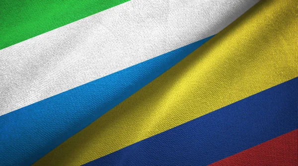 Sierra Leone ve Kolombiya iki bayraklar tekstil kumaş, kumaş doku