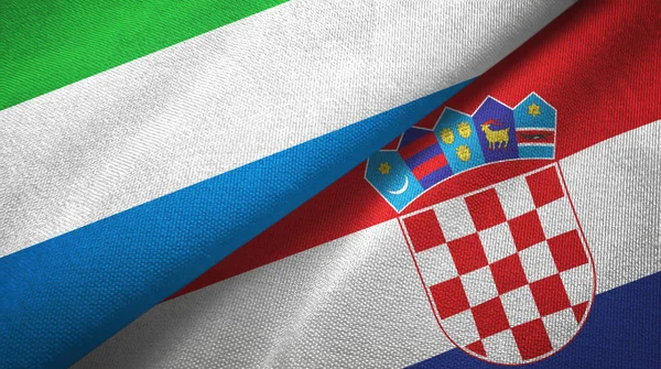 シエラレオネとクロアチア2つの旗織物布、生地の質感 — ストック写真