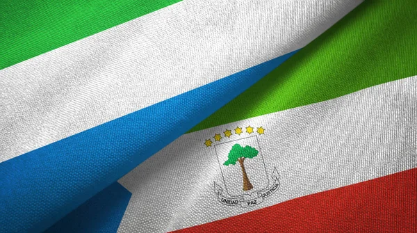 Sierra Leone ve Ekvator Ginesi iki bayraklar tekstil kumaş, kumaş doku — Stok fotoğraf