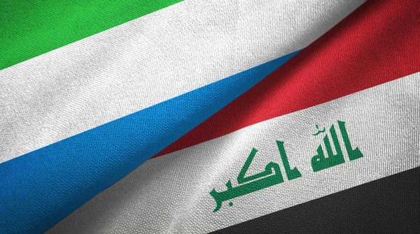 塞拉利昂和伊拉克两面旗帜纺织布 — 图库照片