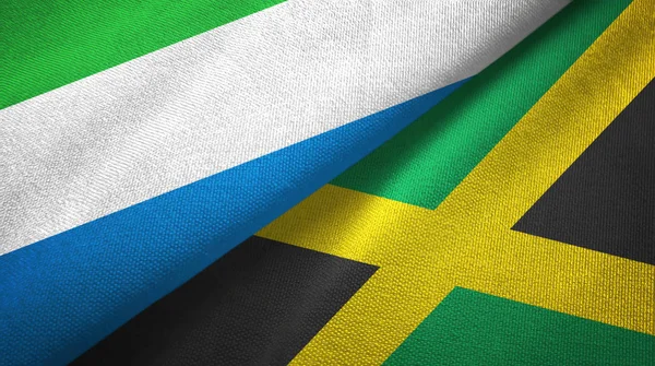 シエラレオネとジャマイカ2つの旗織物布、生地の質感 — ストック写真